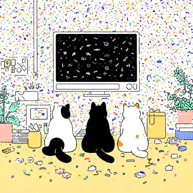 worried looking cats looking at a computer screen, michael deforge style  rofile x5r2gp5