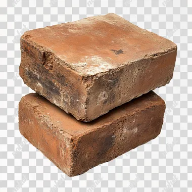 Two bricks isolated on a white background, high-resolution photography, stock photo.