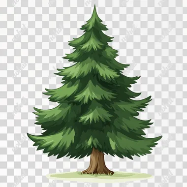 cute evergreen tree in vector art style no background