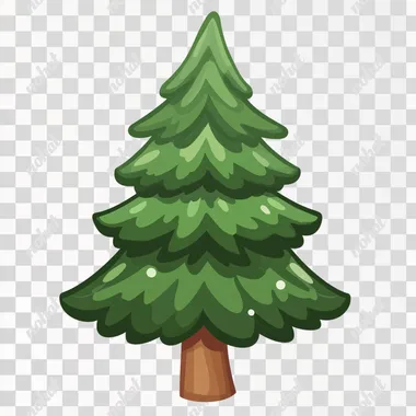 cute evergreen tree in vector art style no background
