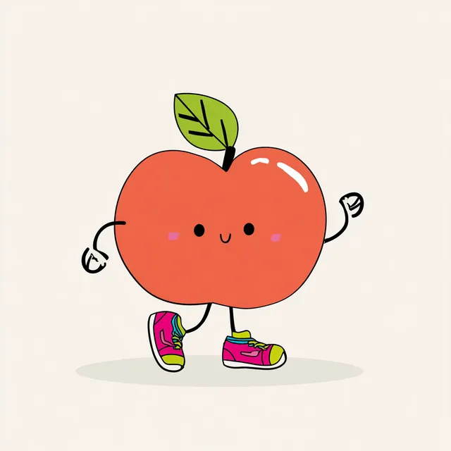 Cute Cartoon Dancing Apple Character