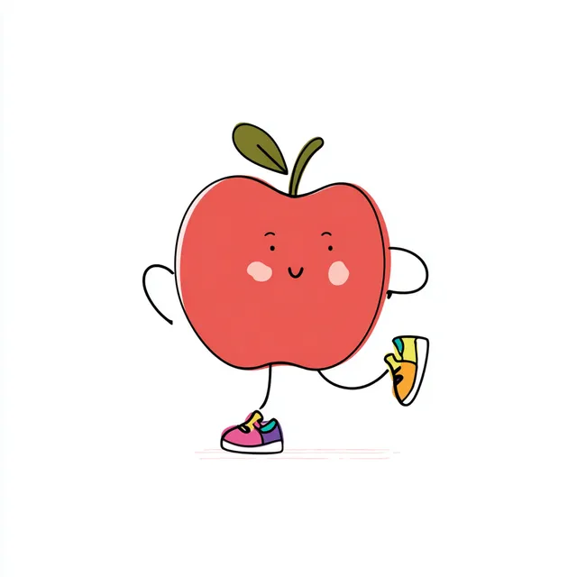 Dancing Cartoon Apple with Colorful Shoes