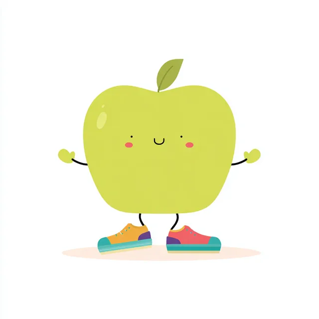 Dancing Cartoon Apple with Colorful Shoes