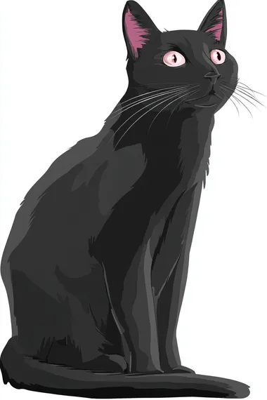 flat vector,minimal details, happy tempera gouache, black cat drawing on blank background, in the art style of japanese vintage 80's kawaiicore, cute illustrations, bold color palette, gouache, romanticized happy wonderful life, wimmelbilder, pont-aven school, isolated by white background