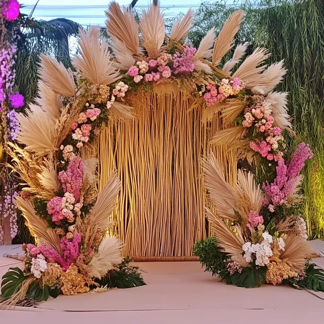 Parabolic Elegance: A Stunning Mehendi Structure with Flowers