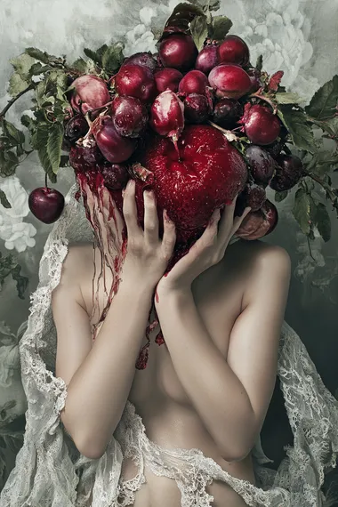 colored surrealism. Feminine body. Photo.