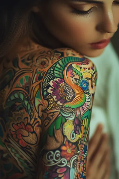 colored surrealism. Feminine body. Photo.