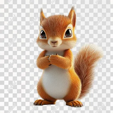A cartoon squirrel, white background, best quality, 3D rendering, C4D, OC renderer