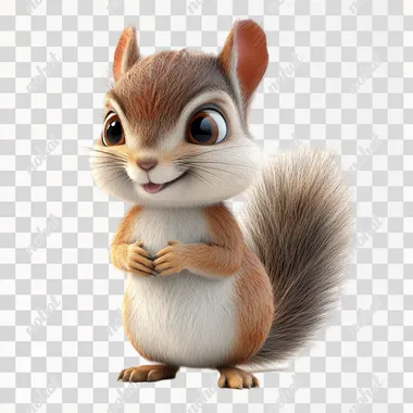 A cartoon squirrel, white background, best quality, 3D rendering, C4D, OC renderer