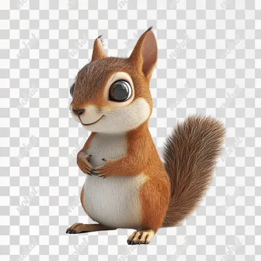 A cartoon squirrel, white background, best quality, 3D rendering, C4D, OC renderer