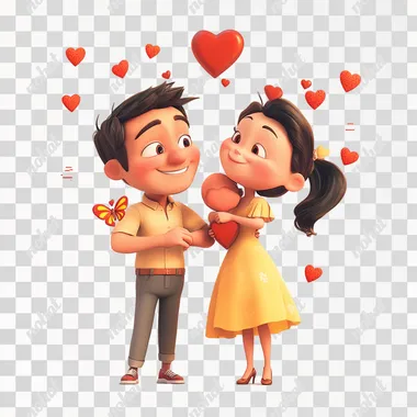 Disney animation style, 3D pixar render, cartoon, bursts of laughter, heart, smiley, peace & love, cute, family, moments of sharing, tenderness and affection, warm sunshine, warming hearts, shared happiness, sometimes replacing characters with heart, flower, or butterfly symbols, full body, empty white background