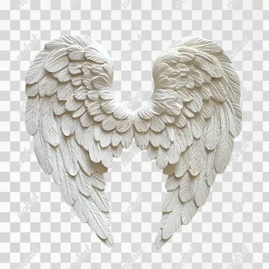 A pair of white angel wings with a black background