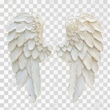 A pair of white angel wings with a black background