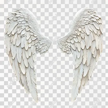 A pair of white angel wings with a black background