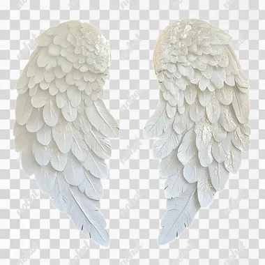 A pair of white angel wings with a black background
