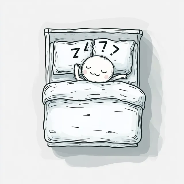 Cute Stick Figure Character Sleeping in Bright White Bedroom Duvet