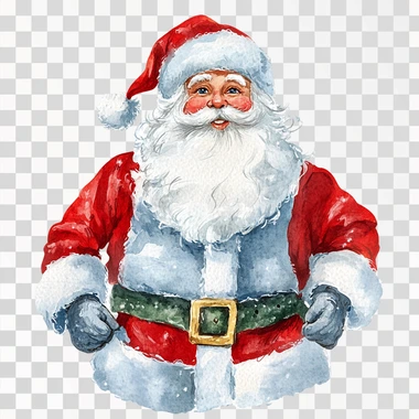 watercolor clipart of santa clause in a light blue santa clothes