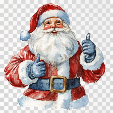 watercolor clipart of santa clause in a light blue santa clothes