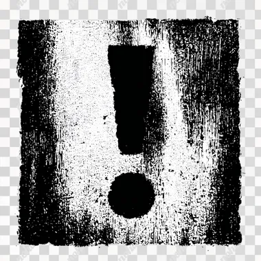 a exclamation mark, on pure white background and white surface, no shadows, no texture, no noise, black and white only, 15th century woodcut rough etching style --raw