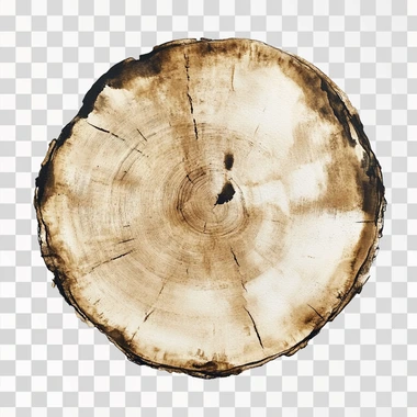 Simple round wood slice isolated on a white background, watercolor vector, realistic, digital art,