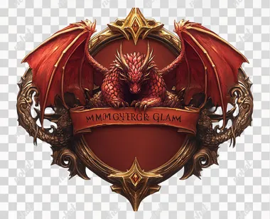 mmorpg game logo. blank logo background in banner style for mmorpg game logo in oval or horizontal rectangle shape with a mighty animal or mmorpg game crawl on the sides, fantasy theme, online game, sharp font, white background, detailed, cinematic lighting, ultra quality, photorealistic. 8k  --s 250