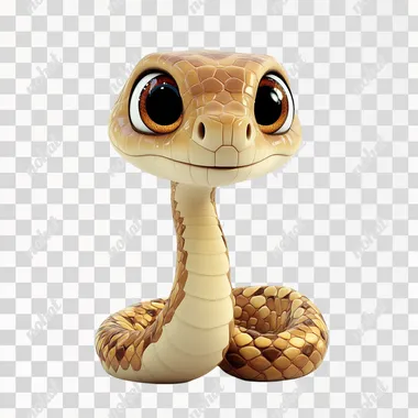 Cartoon snake, cute, 3d, Pixar, crawling, looking down, white background