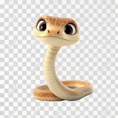 Cartoon snake, cute, 3d, Pixar, crawling, looking down, white background