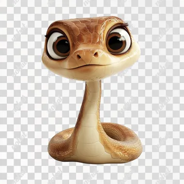 Cartoon snake, cute, 3d, Pixar, crawling, looking down, white background
