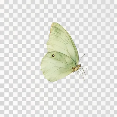 flying GREEN butterfly on white background