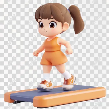 Little girl fitness 3D, white background, cartoon style, clay, Nintendo, cute, smooth, shiny, isometric view, blender, c4d High definition, high detail - s 250- niji 6