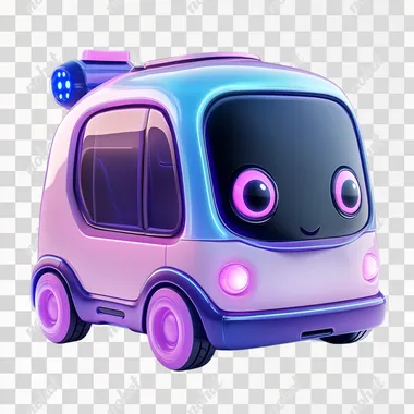 a electronic carwith eyes on itone of the eye is winkA streamlined car, not a box-shaped one.clay material, isometric side, bubble pad style, bright and harmonious, cute cartoon, 3D rendering, best details, purple and blue main color, high resolution, solid white color background, --s 250