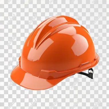 a realistic orange construction helmet over a white background, cinematic lighting