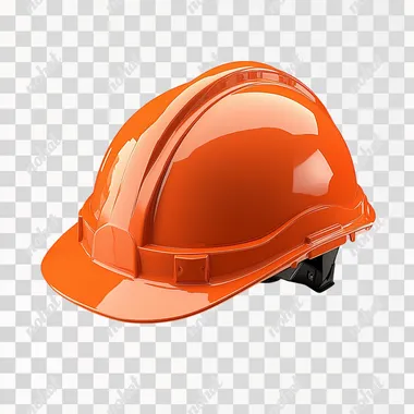 a realistic orange construction helmet over a white background, cinematic lighting