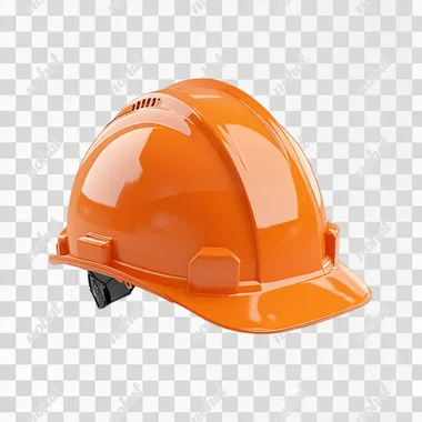 a realistic orange construction helmet over a white background, cinematic lighting