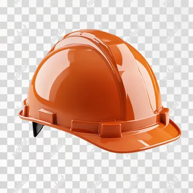a realistic orange construction helmet over a white background, cinematic lighting