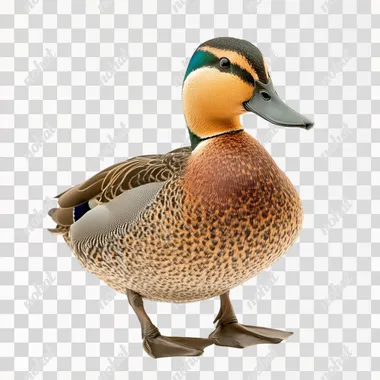 photo of a Eurasian teal duck, full body, high res, isolated white background