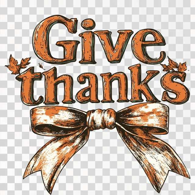 A t-shirt design that says "Give thanks" in large, distresse