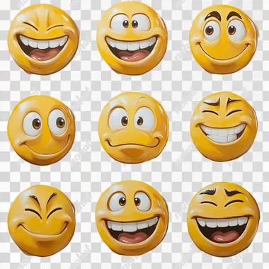 silly emoji yellow, white background