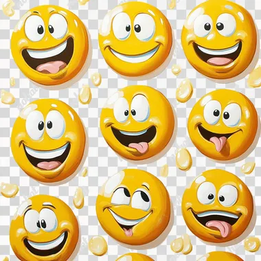 silly emoji yellow, white background