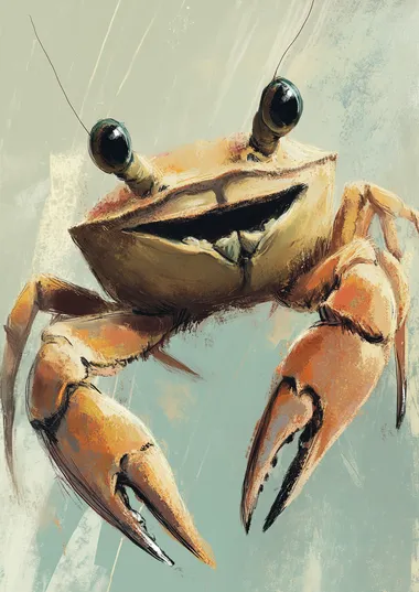Give the crab a cute thin line smile