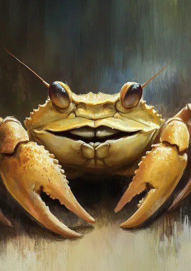 Give the crab a cute thin line smile