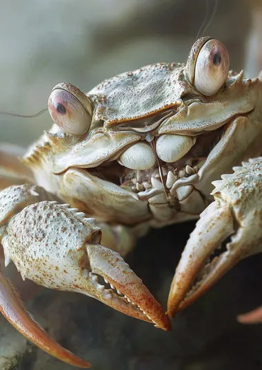 Give the crab a cute thin line smile