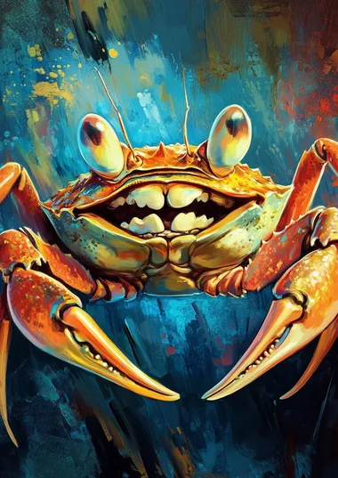 Give the crab a cute thin line smile