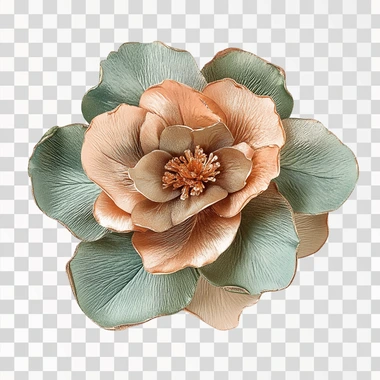 flower corsage in the style of watercolour in rose gold and sage green, isolated on a white background, realistic, 8k hd
