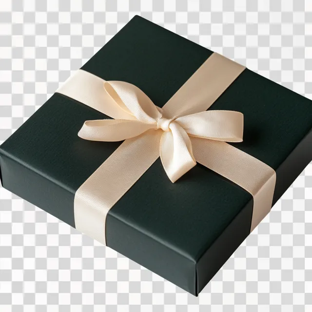 Elegant Gift Box Wrapped in Beige Ribbon