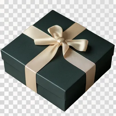 dark green paper wrapped box with beige ribbon product image