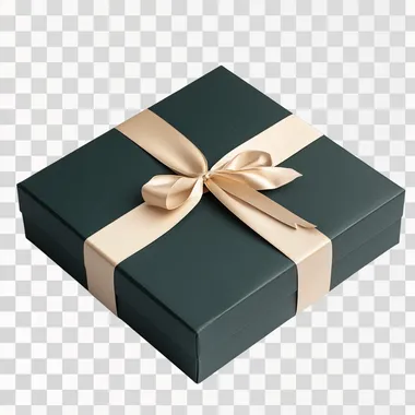 dark green paper wrapped box with beige ribbon product image