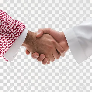 handshake for two saudi men with white background