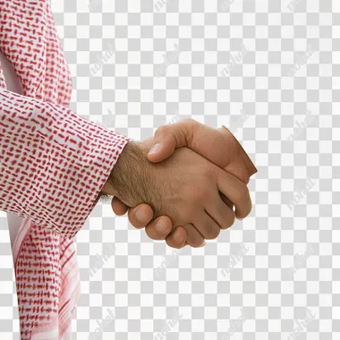 handshake for two saudi men with white background