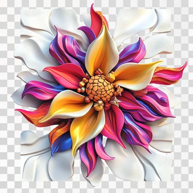 Christmas Weading Flower in the style of masonry construction, white background,in the style of organic sculpting, vibrant Christmas colors and motifs, 3d, airbrush, hd, relief sculpture--ar